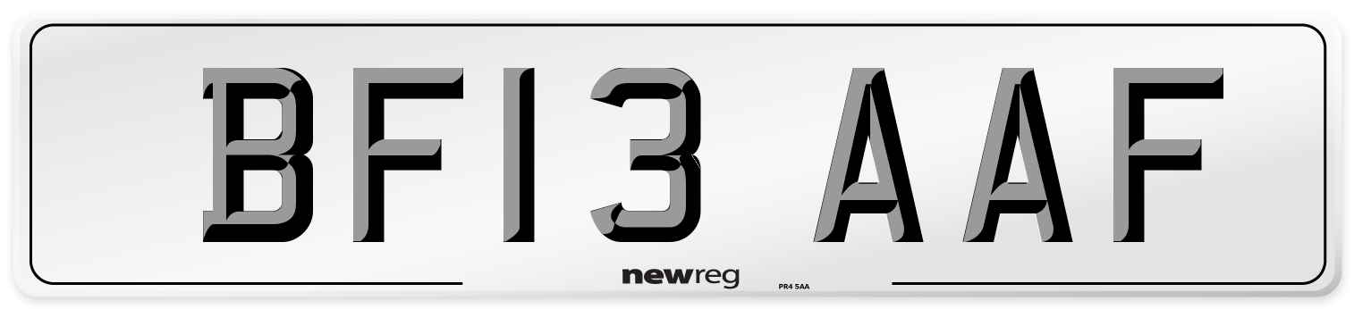 BF13 AAF Number Plate from New Reg